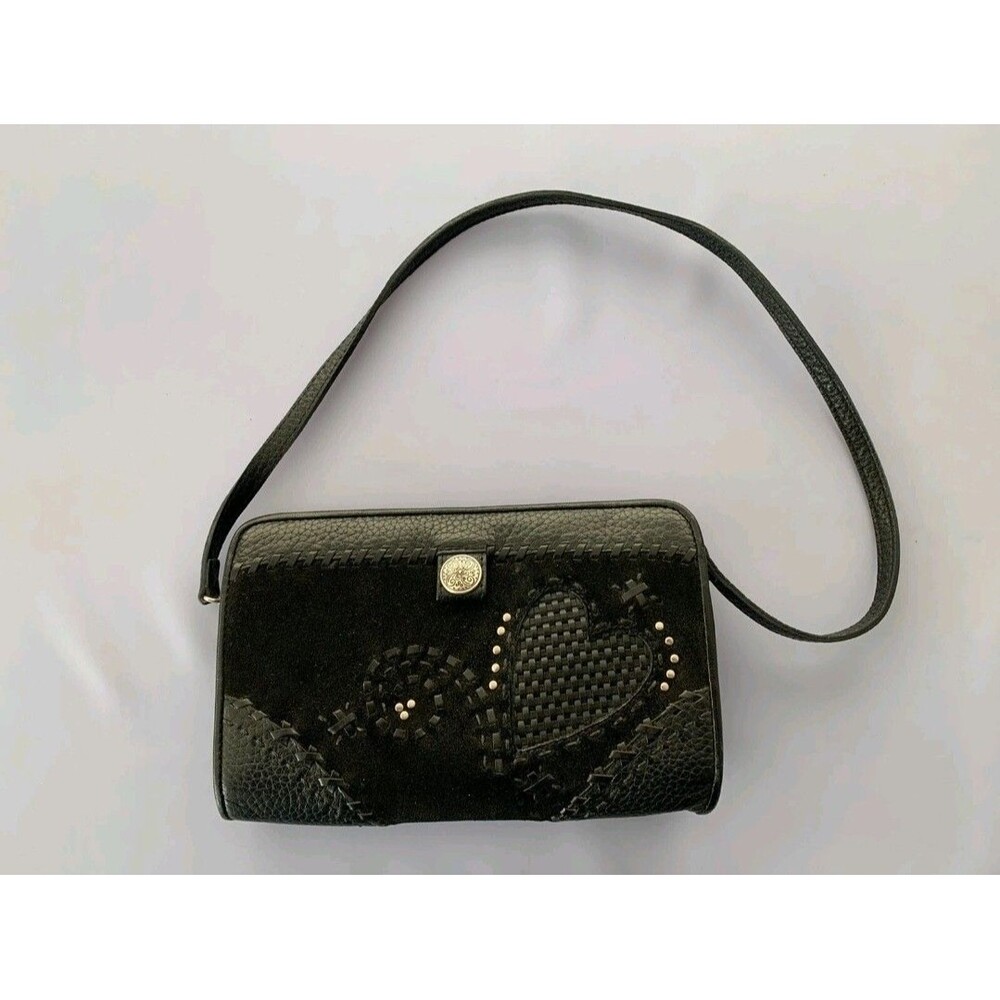 Brighton Beauty Leather/Suede Brown Clutch  Handbag Intricate Stitch Design EuC